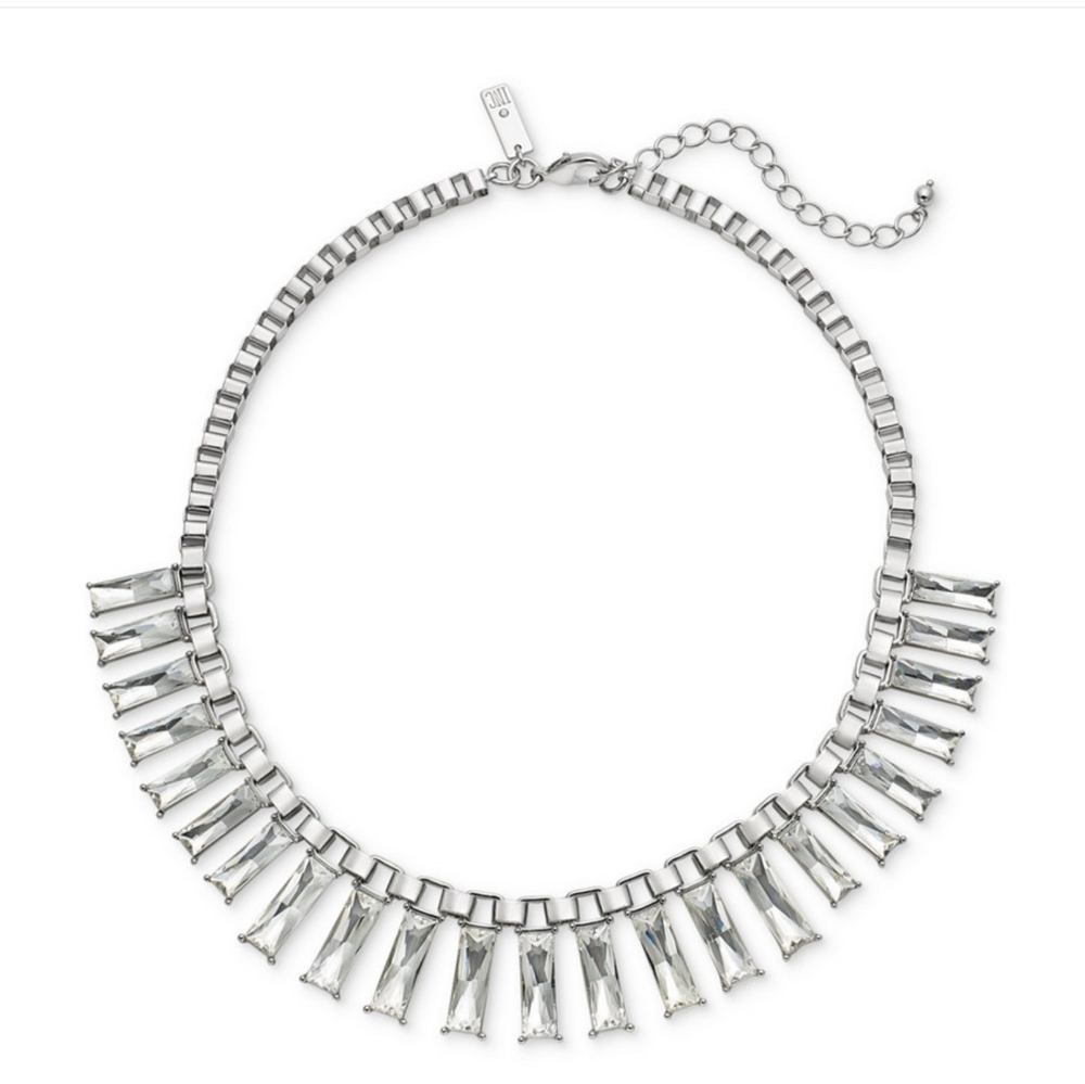 INC Rectangular Crystal Necklace, 17"+3" extender, Created for Macy's